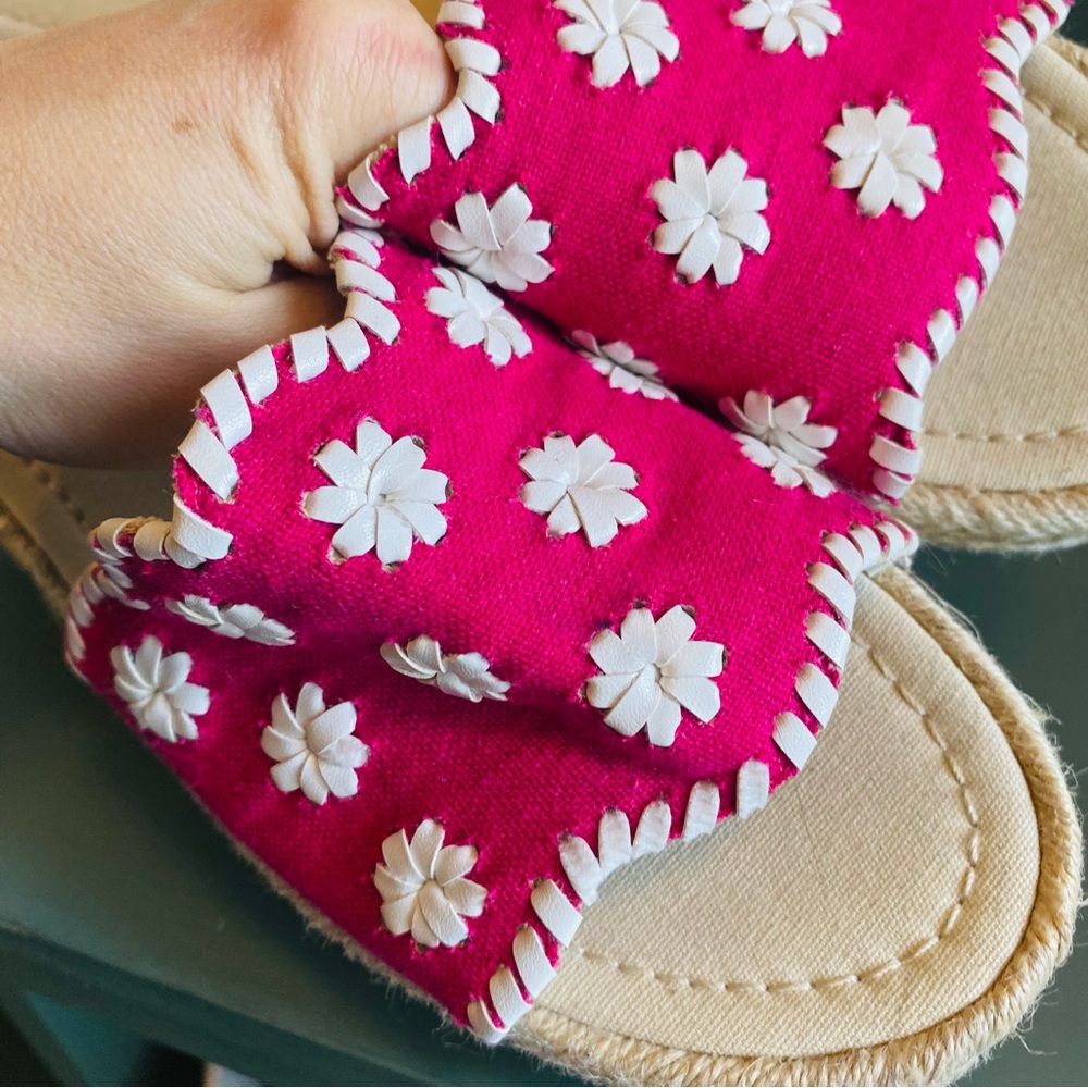 Jack Rogers Palmer Espadrille Pink & White Slide-On Platform Sandals Size 9 - Picture 8 of 8
